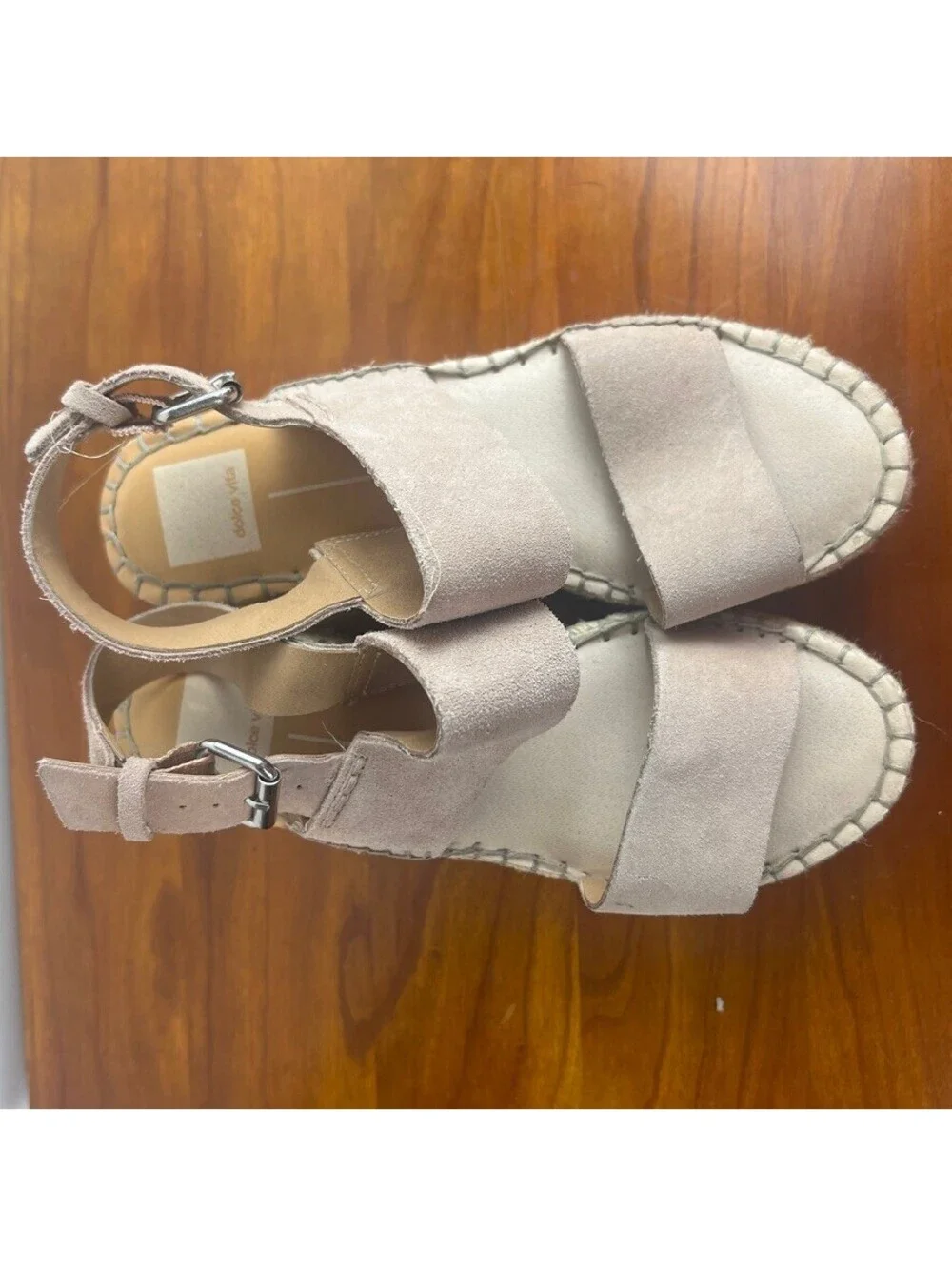 Dolce Vita Mauri Suede Espadrille Platform Wedge Sandals Taupe Women's 7